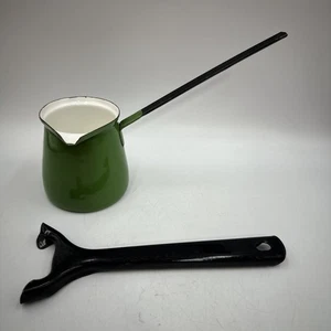 Scalda burro smaltato vintage smalto verde melting pot 4 oz con slip on - Foto 1 di 8