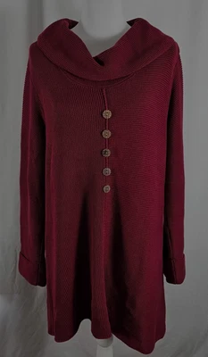 Habitat Womens Pullover Top Red Wine Large Collar Pure Cotton Large - Image 1 of 4