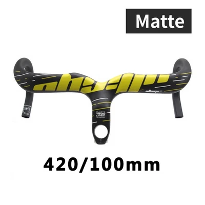  Manillar integrado de bicicleta de carretera de carbono 3K 400-440*90-120 mm barra de flexión mate Foto 1 de 4