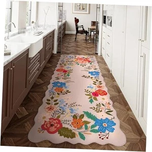 2x6 Washable Pink Floral Runner Rug for Kids Room Non-Slip Low Pile Soft Thin - Picture 1 of 8
