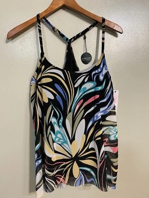 Camiseta de natación Tankini abstracta multicolor con aros 36C Coco Reef para mujer nueva con etiquetas    Foto 1 de 4