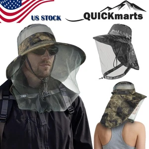 Mosquito Sol Sombrero con Cuello Solapa Exterior Ala Ancha Anti-Insectos Malla Gorra Protección UV - Imagen 1 de 13