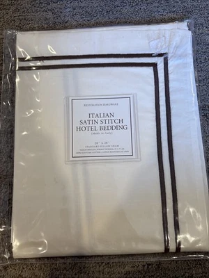 NEW Restoration Hardware ITALIAN HOTEL SATIN STITCH IVORY KING EURO SHAM $99 - Image 1 of 4