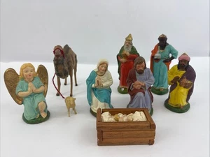Vintage Nativity Manger Scene Germany Jesus Angel Wise Men Mary Joseph - Wooden - Picture 1 of 23