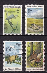 UNITED STATES #1921-1924 USED PRESERVATION OF WILDLIFE HABITATS - Picture 1 of 1
