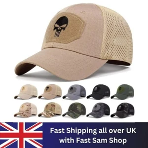 Skull Baseball Cap Snapback Sport Outdoor Mesh Net Trucker Camo Army Hat Rock UK - Picture 1 of 15