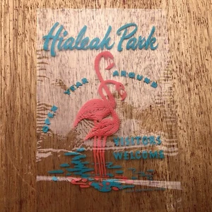 Unusual Vintge Hialeah Park Flamingos Clear Label Unsure Help R2 - Picture 1 of 12