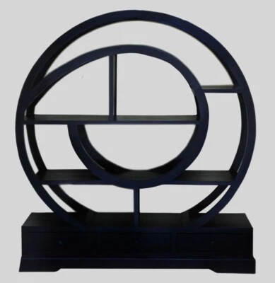 Libreria in  teak con 3 cassetti nera a spirale cm 155x38x170 h - Immagine 1 di 3