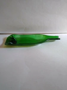 Stretched Glass Flattened Glass Bottle Cheese Cracker Server Green - Picture 1 of 8