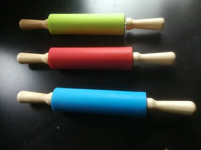 Nudelholz 38cm Teigroller Teigausroller Teig Rollstab Teigwalze Silikon Holz - Bild 1 von 4