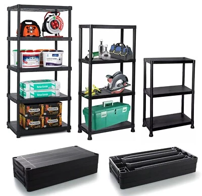 3/4/5 Tier Plastic Shelving Storage Unit Shelves Heavy Duty Racking Shelf Garden - Image 1 of 4