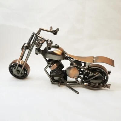 Handmade Metal Craft Motorcycle Sculpture Collectible Motorbike Model Home Decor - Image 1 of 4
