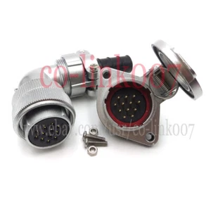 WF28 12pin Power Connector,10A Aviation Bulkhead Plug Socket Earth Wire 90° Plug - Picture 1 of 7