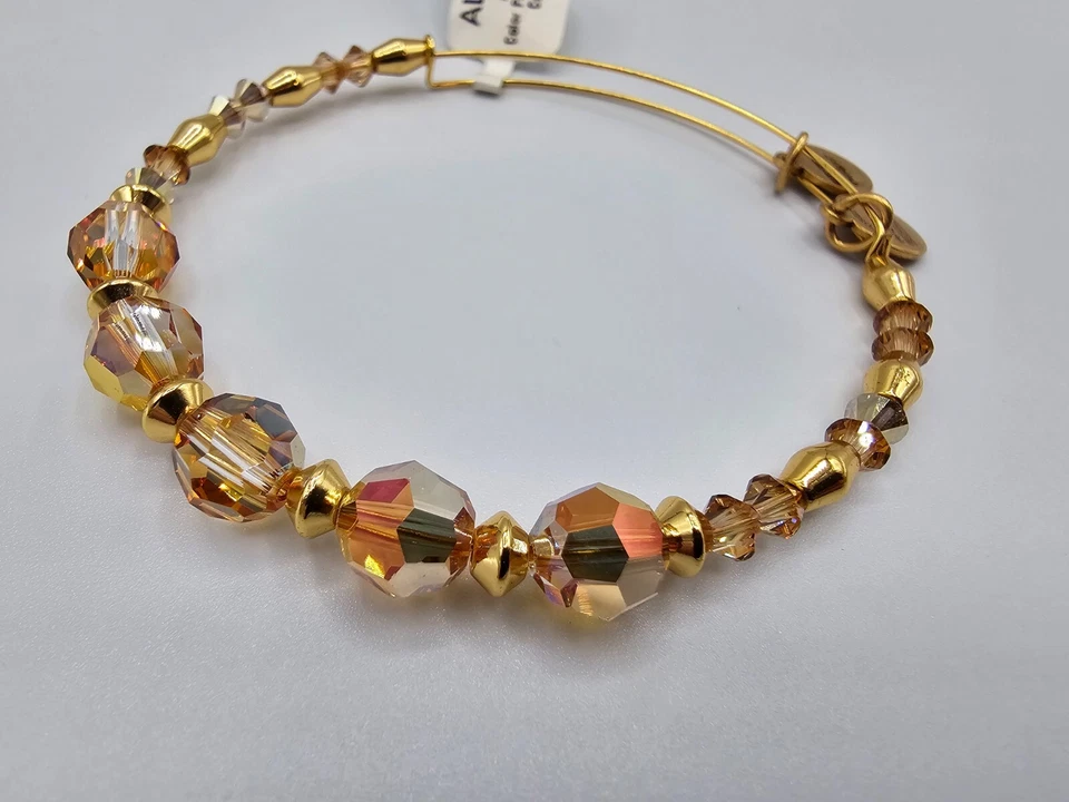 Alex and Ani Glow Swarovski Crystal Beaded Bangle Shiny Gold A17EBSW11SG