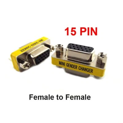 1pcs 15pin VGA SVGA Female to Female Gender Changer Adapter Connector Coupler - Image 1 of 4