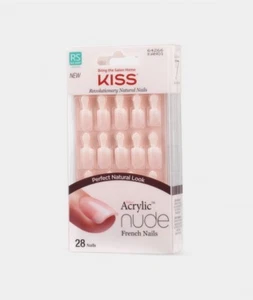 KISS SALON ACRYLIC NUDE FRENCH 28 NAILS BREATHTAKING REAL SHORT LENGTH KAN01 - Picture 1 of 3