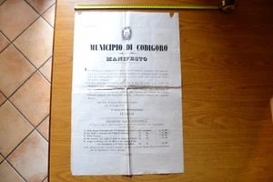 Antique Manifesto Regno D'Italie Mairie Codigoro Marché Taux 1875 - Picture 1 of 1