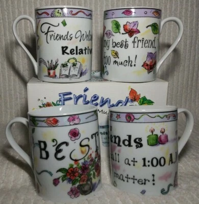 FRIENDS Coffee Mugs Mug Cups Home Essentials Set of 4 Porcelain Box Item RS22 - Image 1 of 4