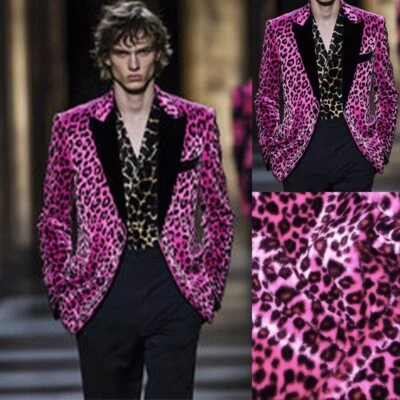Traje de hombre con estampado de leopardo chaqueta de solapa de pico de un solo pecho ropa de rendimiento Foto 1 de 4