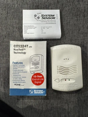 Sensor de sistema CO1224T con tecnología Realtest Ul listado monóxido de carbono blanco Foto 1 de 3
