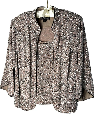 Alex Evenings 1X Jacket Tank Two Piece Set Sparkle Stretch Formal Holiday Party — 第 1/4 张图片