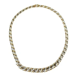 Gold Vermeil Sterling Silver 925 Necklace Cubic Zirconia Double San Marco Link - Picture 1 of 10