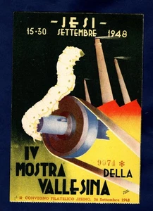 JESI 1948 CARTOLINA CON ANNULLO SPECIALE II° CONVEGNO FILATELICO JESINO - Picture 1 of 2
