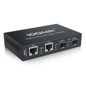 10Gtek Gigabit Optical Media Converter 1.25Gb/s 2xSFP Ports to 2x10/100/1000Base - Afbeelding 1 van 6