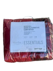 Piumino reversibile Martha Stewart rosso plaid piumino alternativo King nuovo - Foto 1 di 2