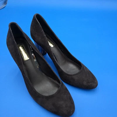 Zapatos de salón LAUREN RALPH LAUREN marrón gamuza cuero tacón tortuga para mujer talla 8 B” Foto 1 de 4