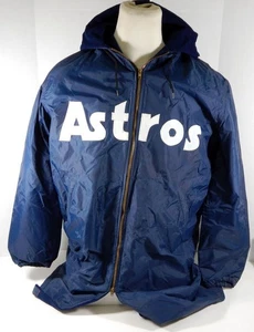Houston Astros # Game Used Blue Bench Jacket W/ Hood DP04861 - Picture 1 of 5