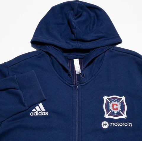 Chicago Fire Hoodie Men's XL Adidas Full Zip Blue MLS Soccer Sweatshirt Cover