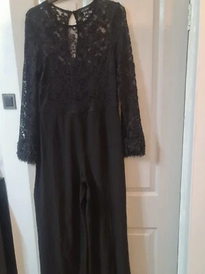 NEW LOOK TOP ENCAJE PIERNA ANCHA MONO UK14 NUEVO SIN ETIQUETAS Foto 1 de 4