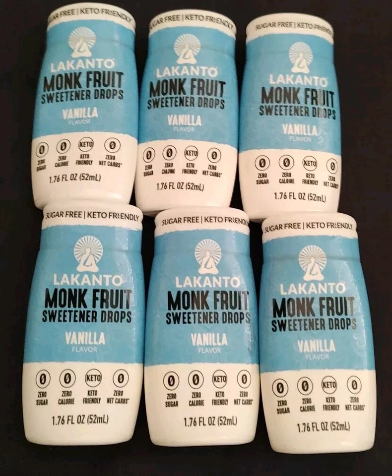 6 Lakanto Monkfruit Extract Liquid Drops 1.76 fl.oz Monk Fruit VANILLA SALE!!!