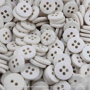 Set of 30 Small Vintage Casein Buttons Ø 11mm White 4-Hole Galalith Buttons - Picture 1 of 6