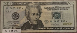 * RARE 640K RUN $20 STAR NOTE - SERIES 2013 - SEE CHART - BID $40 - BUY $52 - Picture 1 of 3