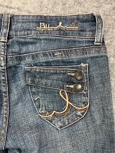 BU From Malibu Womens 32 Jeans Flared Low Rise Juniors Size 11 12 Distress 32x31 - Picture 1 of 12