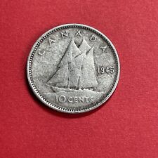 1945 Canadian Silver 10 cent Coin - Canada .800 Silver Dime
