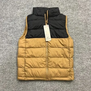 Uniqlo Warm Padded Vest Kids 10-11 Beige Black Puffer New - Picture 1 of 11