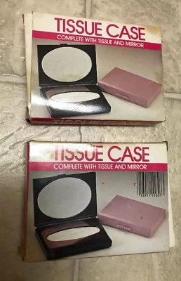 Lote de 2 fundas de pañuelos/espejo completas vintage ámbar y azul Foto 1 de 4