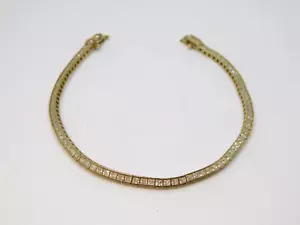 9ct Yellow Gold & Baguette Cut Paste Set Tennis Bracelet Vintage c1990 Sheffield - Picture 1 of 5