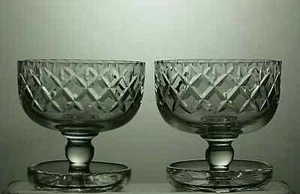 Webb Corbett Crystal Cut Glass Set OF 2 Dessert bowls Or Footed dishes 4" - 42D - Picture 1 of 2