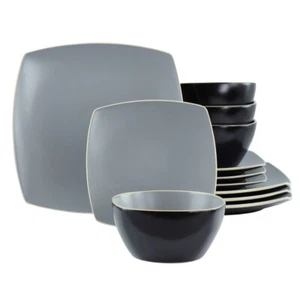 Hometrends 129485.12 Soho Lounge 12 Piece Square Stoneware Dinnerware Set In - Picture 1 of 1