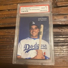 1994 Mother's Cookies MIKE PIAZZA R.O.Y. BAT ON SHOULDER DODGERS METS #1 PSA 9