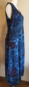 Kimberly’s Travels Large Blue Batik  Sleeveless Dress Lace Up Back  - Picture 1 of 11