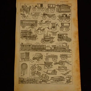 Carriages - Buggy & Etc- Antique Book Illustration - French - Vintage - Picture 1 of 5