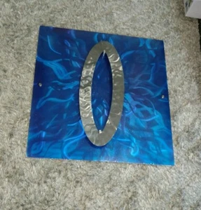 Metal wall art  blue modern wall hanging Beach House home and living décor USA - Picture 1 of 3