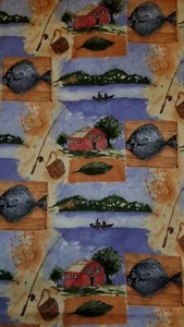 Fishing Hunting Cabin Lake Fabric by the Yard JOANN Exclusive 12 Yards Available - Picture 1 of 10
