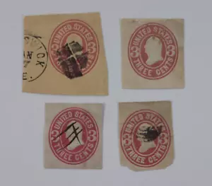 US 3c George Washington taglio quadrato rosa su bianco set di 4 varietà usate U58-61 - Foto 1 di 2