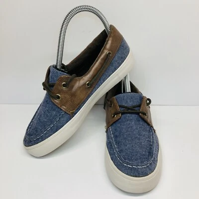 ANTIGUO AZUL MARINO Cambray Denim Con cordones Azul Barco Juvenil Niño Zapatos Talla 3 Foto 1 de 4